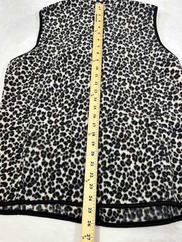 Laura Scott Fleece Vest women's Cheetah Print full zip size L sleeveless - Picture 5 of 5