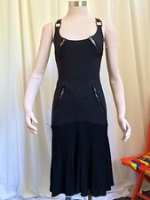 VERSACE RARE GORGEOUS BLACK COLOR DRESS WITH BUCKLES ZIPPERS SZ 38 