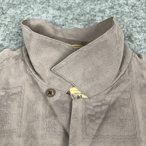 Reyn Spooner Shirt Mens Medium Brown Silk Jacquard Hawaiian Aloha Loop Collar 50 - Picture 9 of 13