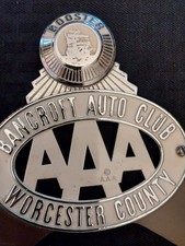 Vintage AAA Bancroft Auto Club Worchester Massachusetts License Plate Topper