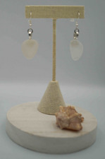 White Sea Glass Pieces: Cone Shaped Earring Pair E 26