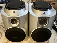 Philips Model FWB-P88/17PH Speakers wOOx Technology Silver Untested Needs Repair