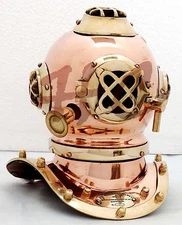 Antique Scuba Copper & Brass Diving Helmet US Navy Mark V Deep Sea Marine Divers