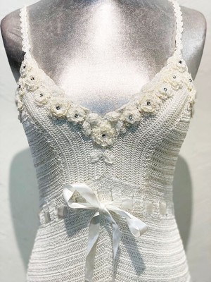 womens white crochet dress