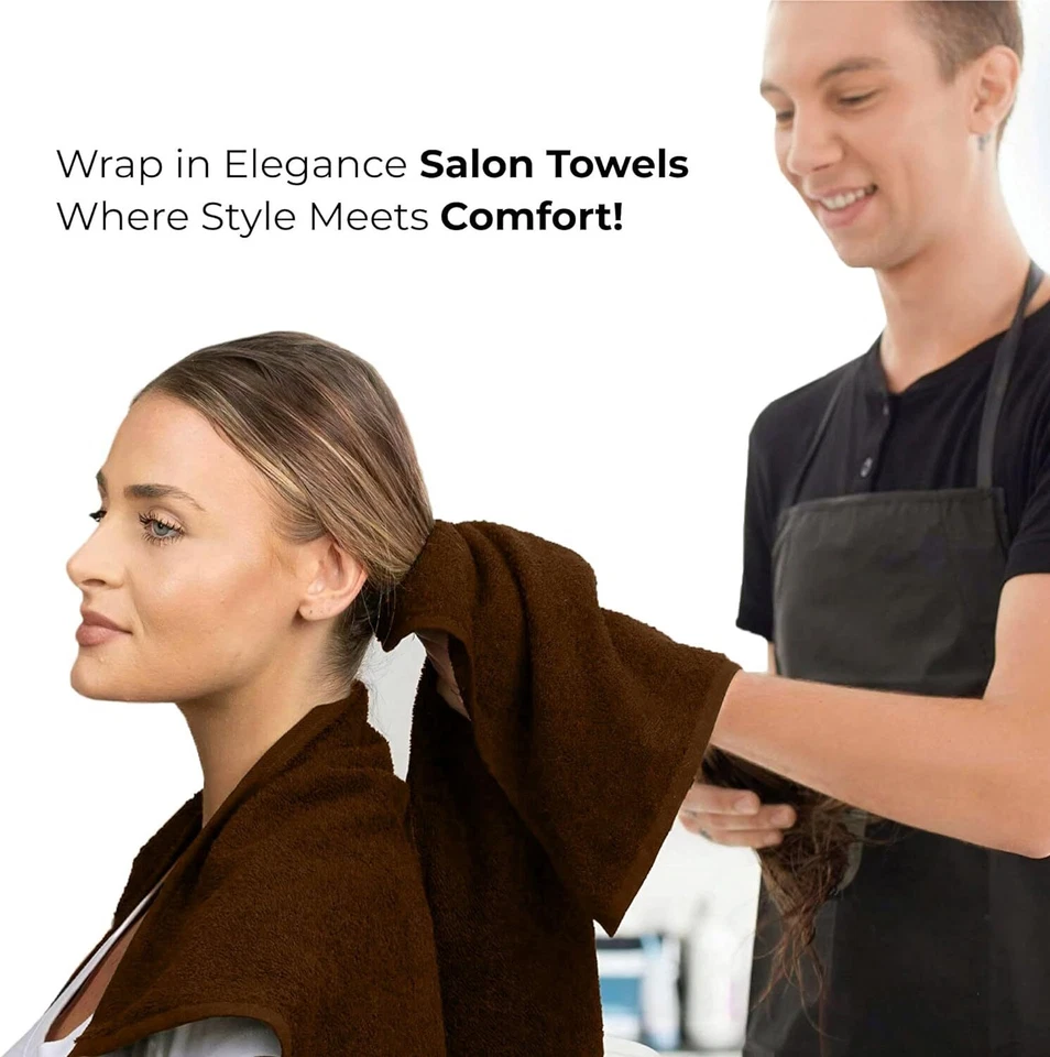 BROWN SALON TOWEL 16 x 27 INCHES LARGE GYM SPA HAND TOWELS 100% COTTON - Image 4 of 4