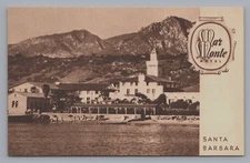 Postcard CA Santa Barbara Mar Monte Hotel Exterior Sepia Advertising   I852