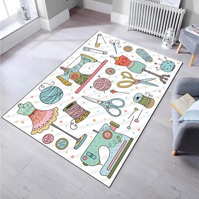 Sewing Pattern Rug,Sewing Rug,Aesthetic Rug,Colorful Rug,Modern Rug,Fan Rug