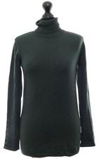Di Bari Womens Sweater Turtleneck 40 Green Dark Green Lightweight Turtleneck Virgin Wool