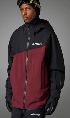 $650 ADIDAS Terrex TechRock 3L Gore-Tex Snow Jacket Maroon/Black Small IB4238
