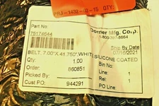 Dorner 75174644 Conveyor Belt 7" x 41.750" White Slicone Coated NEW