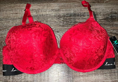 XOXO ~ Women's Gentle Lift Bra Red Lace Padded Underwire Nylon Blend ~ 42D