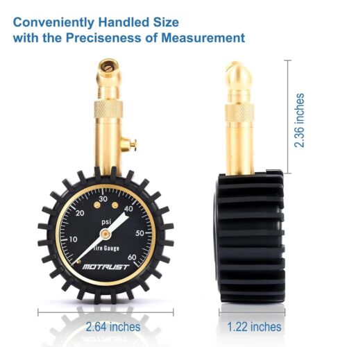 Tire Pressure Gauge with Large 2 Inch Scale Glowing Dial 0-60 PSI Heavy Duty - Picture 2 of 7