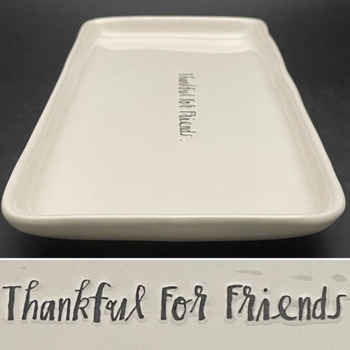 Rae Dunn 2017 'Thankful For Friends' Trinket Snack Tray Made in China 9"x5" - Picture 5 of 5