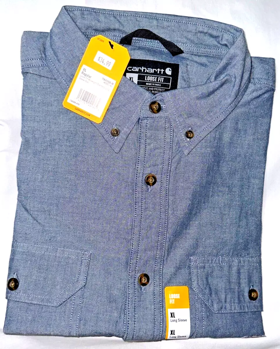 Carhartt Size XL Loose Fit Chambray Long Sleeve Button Down Shirt