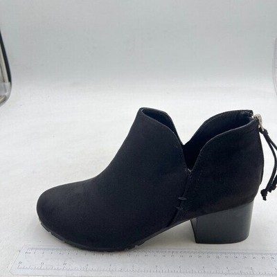 Women's Ankle Boots Chunky Heel Pointed Toe Short Booties Shoes Black