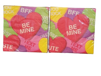 Set of 2 Valentine Candy Beverage Napkins 36 Pack Total