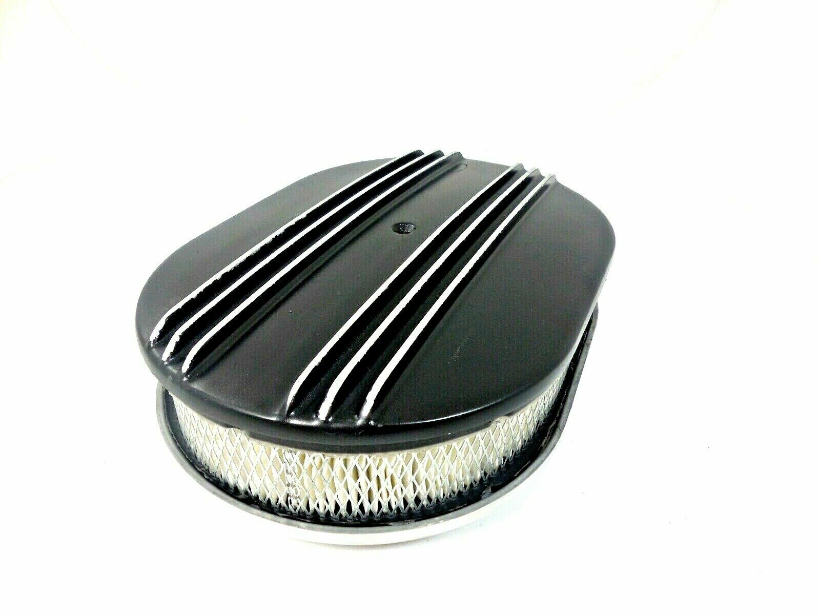 12" x 2" Aluminum Oval Air Cleaner Set Black Finish Dual Finned eBay