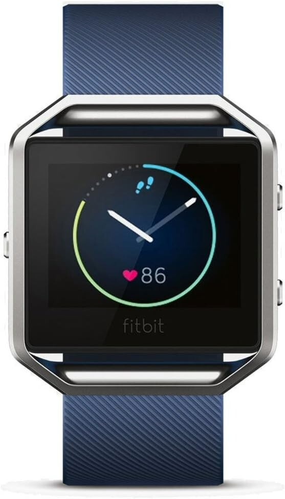 Fitbit Blaze Smart Fitness Watch Blue Silver Small Preowned in Excellent Condition  -image
