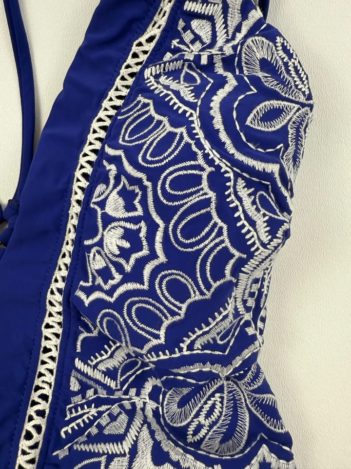 Traje de baño Nanette Lepore para mujer de una pieza con tiras abiertas espalda cachemira azul S nuevo con etiquetas Foto 4 de 4