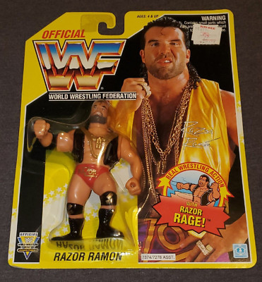 WWF RAZOR RAMON Wrestling Official Figure MOC Hasbro WWE 1993 US Yellow ...