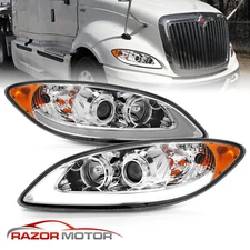 [Plank LED Bar]2008-2016 For International ProStar Chrome Projector Headlights