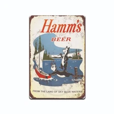 Hamm's Beer Bear Bar Pub Happy Vintage look Rustic Metal Sign 8 x12 Inches TS893