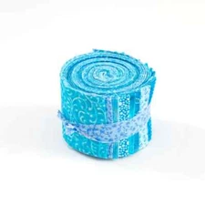 18-pc It's All Turquoise Jelly Roll 2.5" pre-cut 100% cotton fabric quilt strip