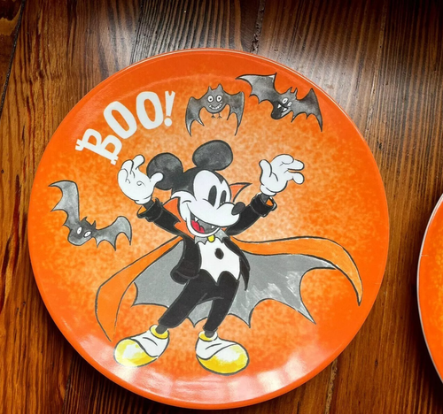 Pottery Barn Disney Mickey Mouse Plate Halloween holiday Party kid vampire new l