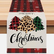 Christmas Tree Table Runner 13x72 Inch Buffalo Plaid 13W x 72L,
