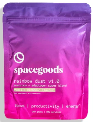 Spacegoods Rainbow Dust Vanilla Cinnamon Mushroom Adaptogen Super Blend 240g