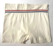 Vintage 50s 60s Mens White Striped Stretch Swim Trunk Swimsuit sz M