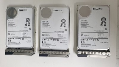 Lot of 3 Dell EMC Exos X18 12TB SATA 6Gb/s 7.2K 3.5'' HDD 2TY133-136 Used