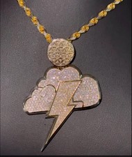3Ct Round Real Moissanite STORM CLOUD Customize Pendant 14K Yellow Gold Plated