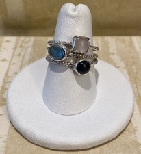 Sundance Catalog Sterling Silver Moonstone, Blue Topaz, and Iolite Rings Size 7