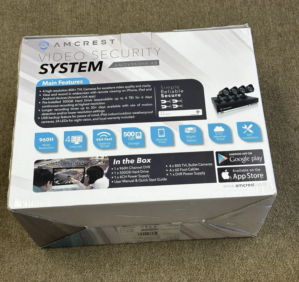 Amcrest AMDV960H4-4B 4 Channel Bullet Security System 500GB Camera - Image 2 of 4