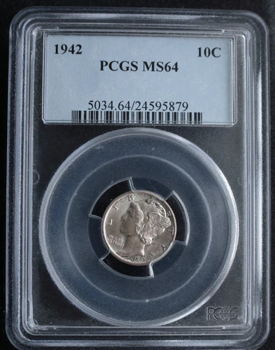 KAPPYSCOINS GH761  1942 PCGS MS64 MERCURY DIME