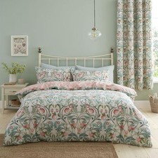 Image of Catherine Lansfield Clarence Floral Duvet Cover Set Reversible Bedding Green