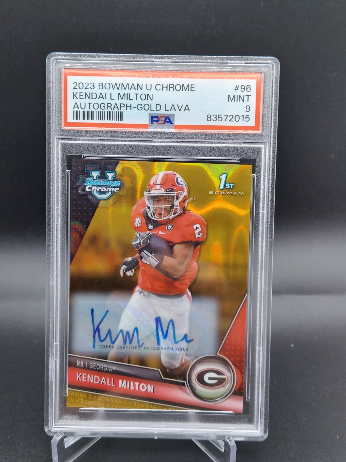 Kendall Milton Yellow Auto /75 2023 Bowman Chrome U University PSA Graded 