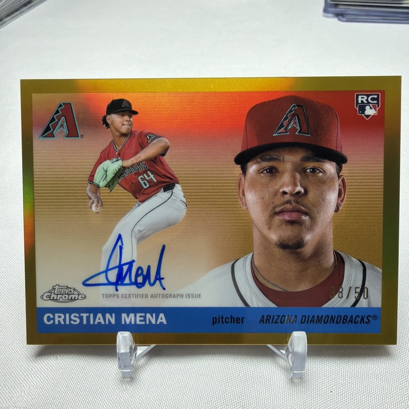 Topps 2025 Chrome Gold Platinum Cristian Mena RC Auto True Gold 38/50 D-backs