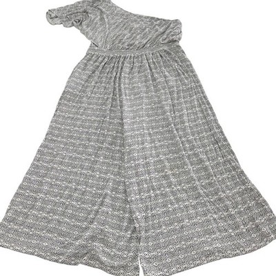 Maeve Jumpsuit Women Medium Gray Jamie Boho Geometric One Shoulder