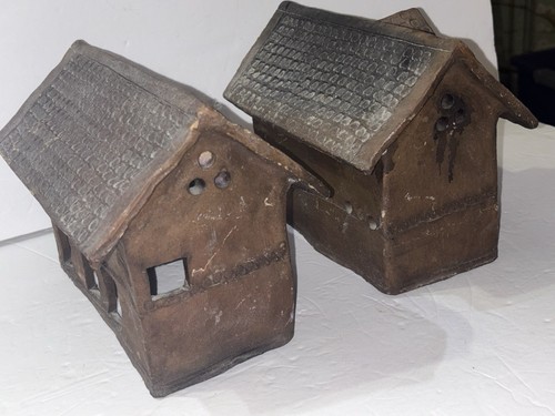 3 casas de barro de cerámica de arcilla de la dinastía Han modelo antiguo templo chino de China - Imagen 12 de 24