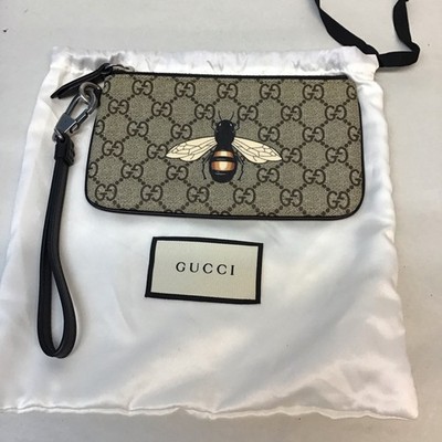 Gucci Wristlet Zip Pouch Printed GG Coated Canvas Mini 65910