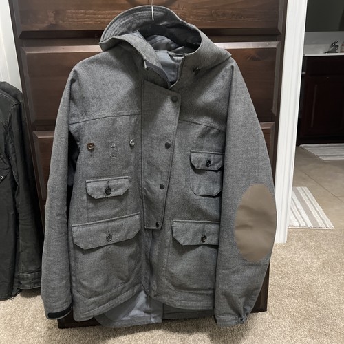Adidas X Burton Snow Wind Rain Jacket Medium Gray Houndstooth - Picture 1 of 17