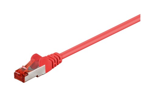 CAT 6 Kabel łączący, S/FTP (PiMF), Czerwony - Długość kabla 0.25 m - 第 1/1 張圖片