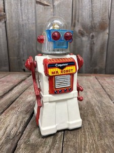 RARE White Version 1950s Battery Cragstan Mr. Robot Space Toy Yonezawa Japan 🔥