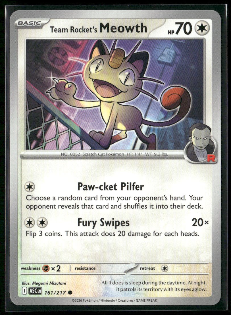 Team Rocket's Meowth ME: Ascended Heroes 161/217 Regular NM