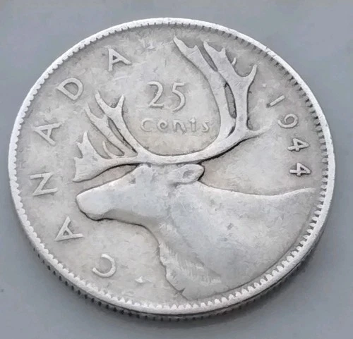 1944 Canadian  Quarter Georgivs  VI 80 % Silver Coin