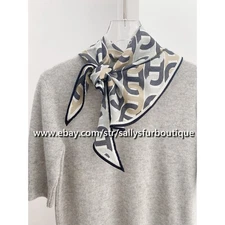 Sallys 70% Cashmere 30% Silk Geometric Print Lozenge Neck Collar Scarf 130*45cm