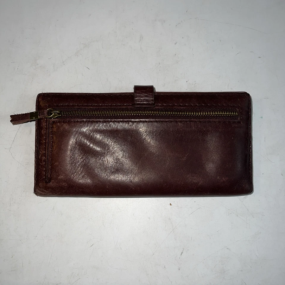 Cartera Madewell Cuero Marrón Delgada Larga Doble Pliegue Mujer Bolsillo con Cremallera Foto 4 de 4