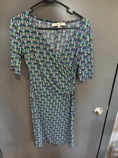 Evan Picone Wrap Dress with Geometric Pattern - Size 4